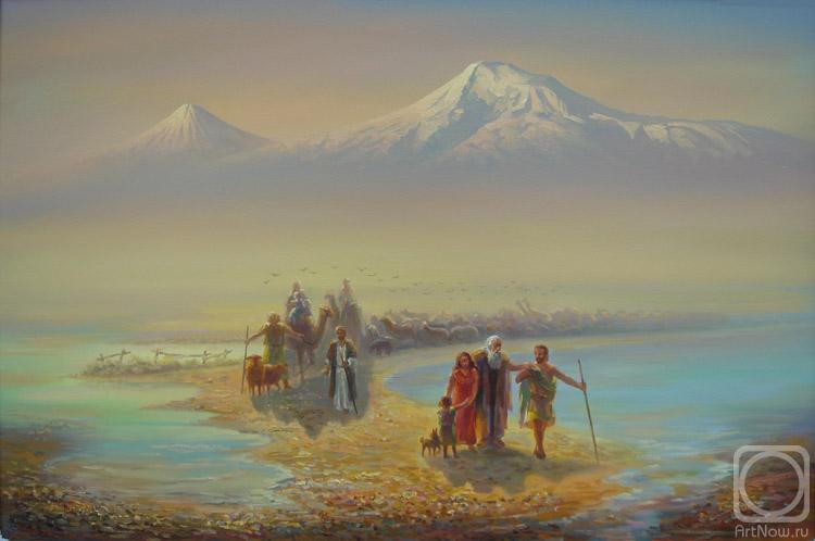 Ной спускается с горы Арарат